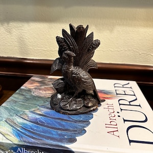 Antique Black Forest Carved bird candle holder