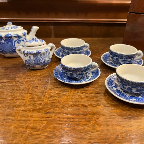 Antique Blue willow tea set