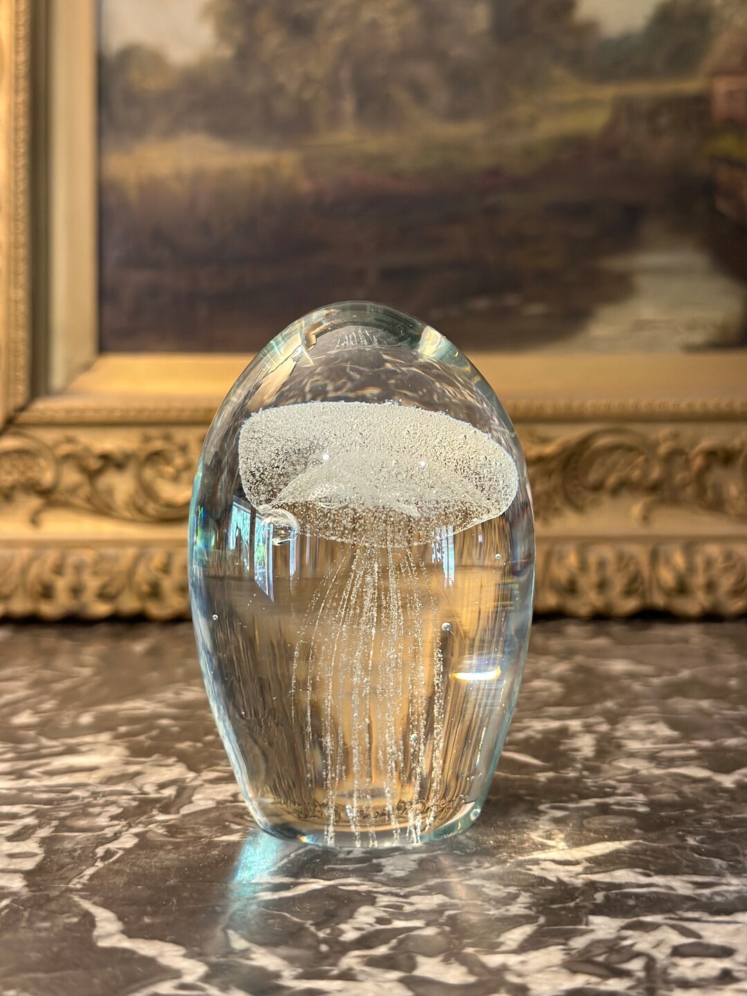 Art Glass Paperweight Jellyfish Etsy