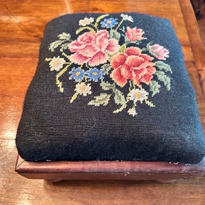 Antique needlepoint footstool