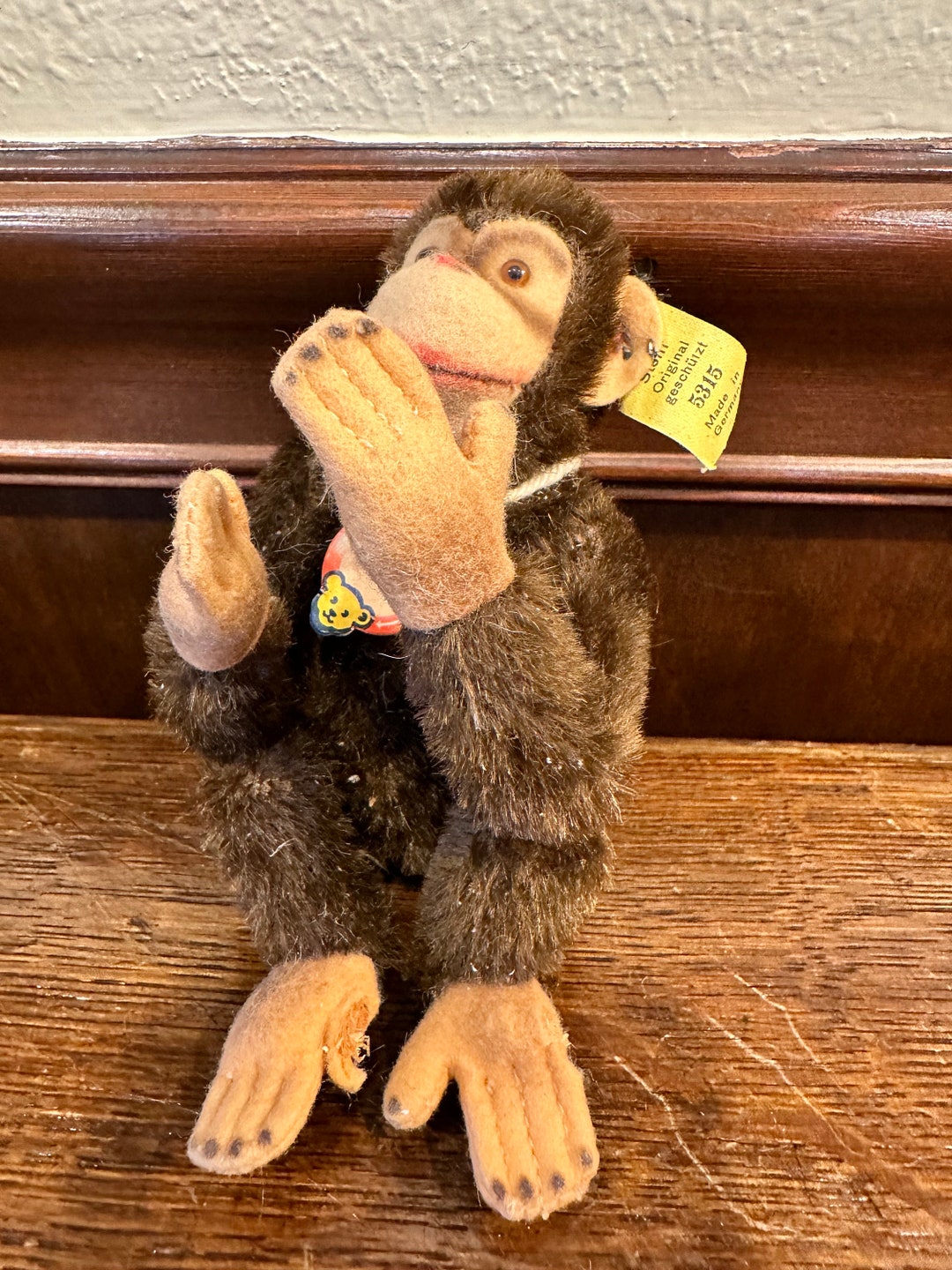 Peluche en mohair singe Steiff Jocko chimpanzé assis vintage