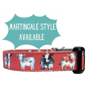 Dog Collar, Cow Dog Collar, Silver Nylon, Cows, Heifer, Steer, Mini Cow, Highland Cattle, Watercolor Collar