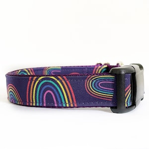 Dog Collar, Rainbow Dog Collar, Purple Nylon, Rainbow, Randy Rainbow, Preppy Collar