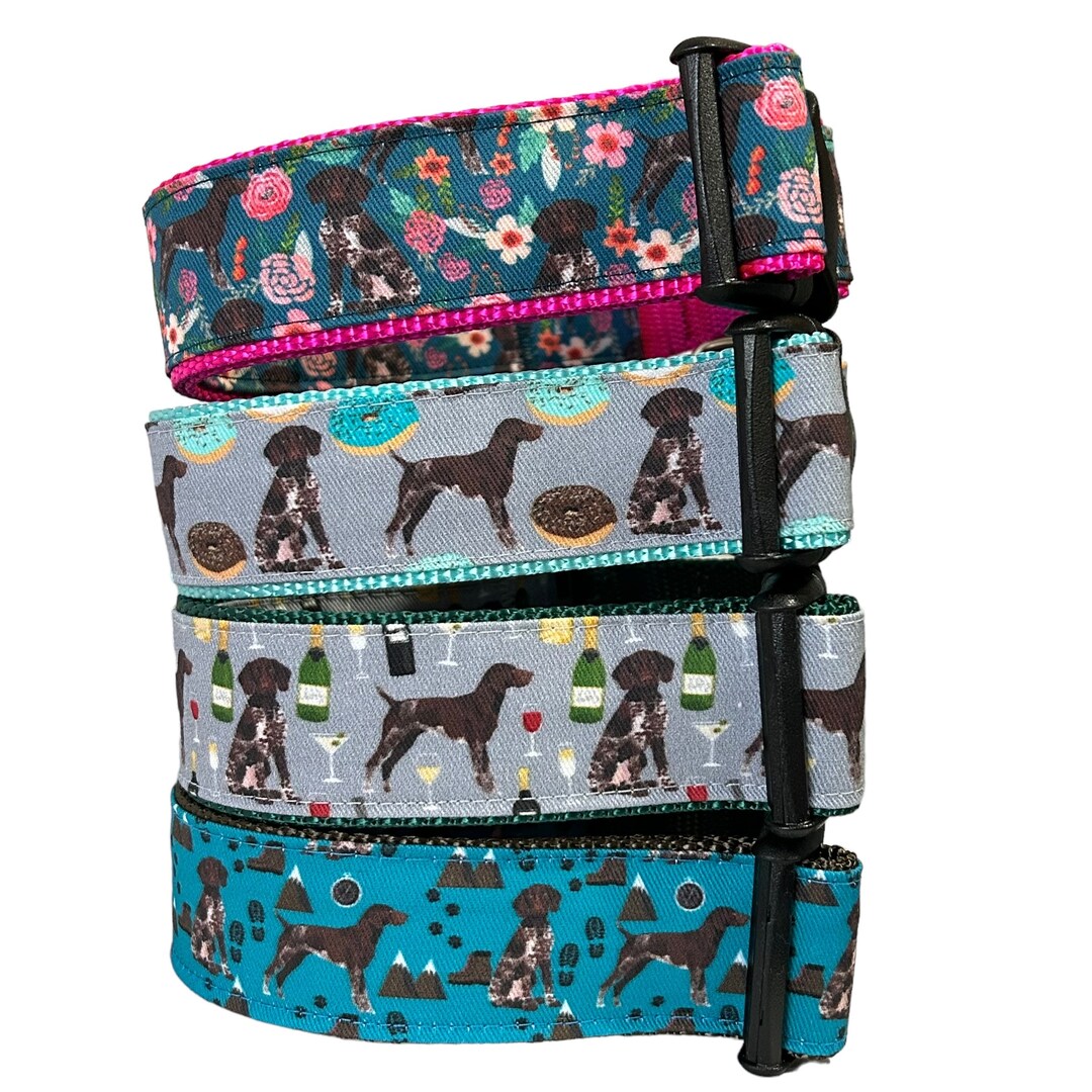 German Shorthair Dog Collar GSP Wine Donuts Hiking Floral Funny Dog Collar Martingale or Plastic Buckle Etsy Canada