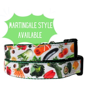 Dog Collar, food, Veggies, Green Nylon, Funny collar, Farmers Market