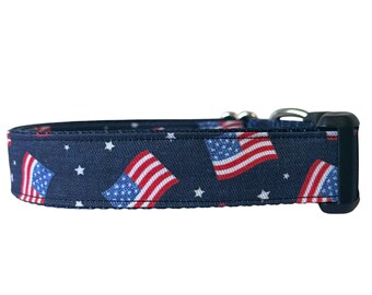 Dog Collar, American Flag Dog collar, Red White and blue Stars and Stripes, patriotic collar, 4th of July