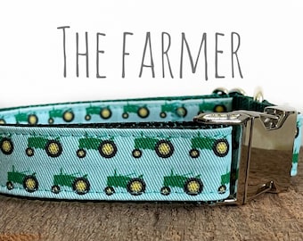 Dog Collar, Tractor Green Collar, Plastic Buckle, Metal Buckle, Martingales, Funny Collar