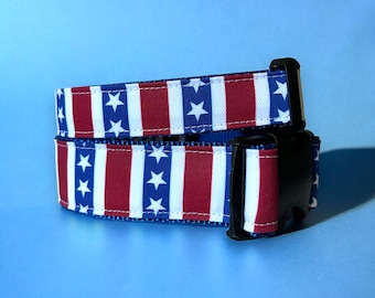 Dog Collar, American Flag Dog collar, Red White and blue Stars and Stripes, patriotic collar, 4th of July