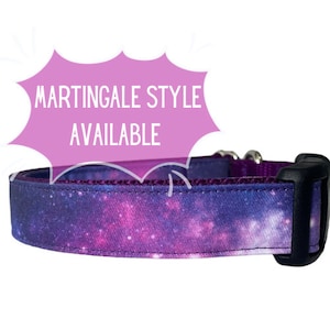 Dog Collar, Purple Galaxy Fabric, Outer Space