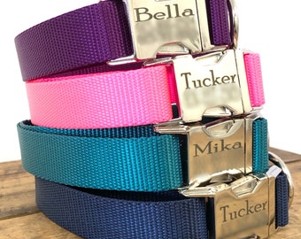 Engraved Dog Collar,Engraved Buckle Dog Collar, Buckle Upgrade, Personalized Dog Collar, Nylon Collar with Personalization, Engraved Collar