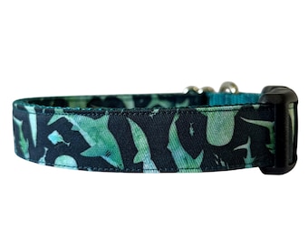 Dog Collar, Teal Sharks on Teal