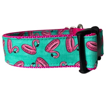 Flamingo Dog Collar, Pink, Fuchsia Pink Nylon, Girl Dog, Outdoor Collar, Pool Floatie