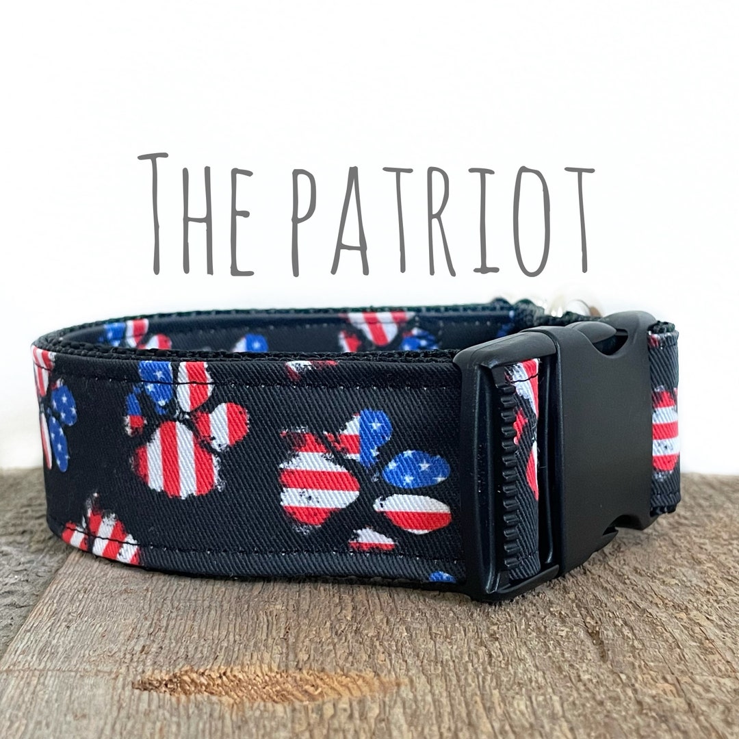 Dog Collar American Flag Paw Collar Sew Fetch on Black Etsy