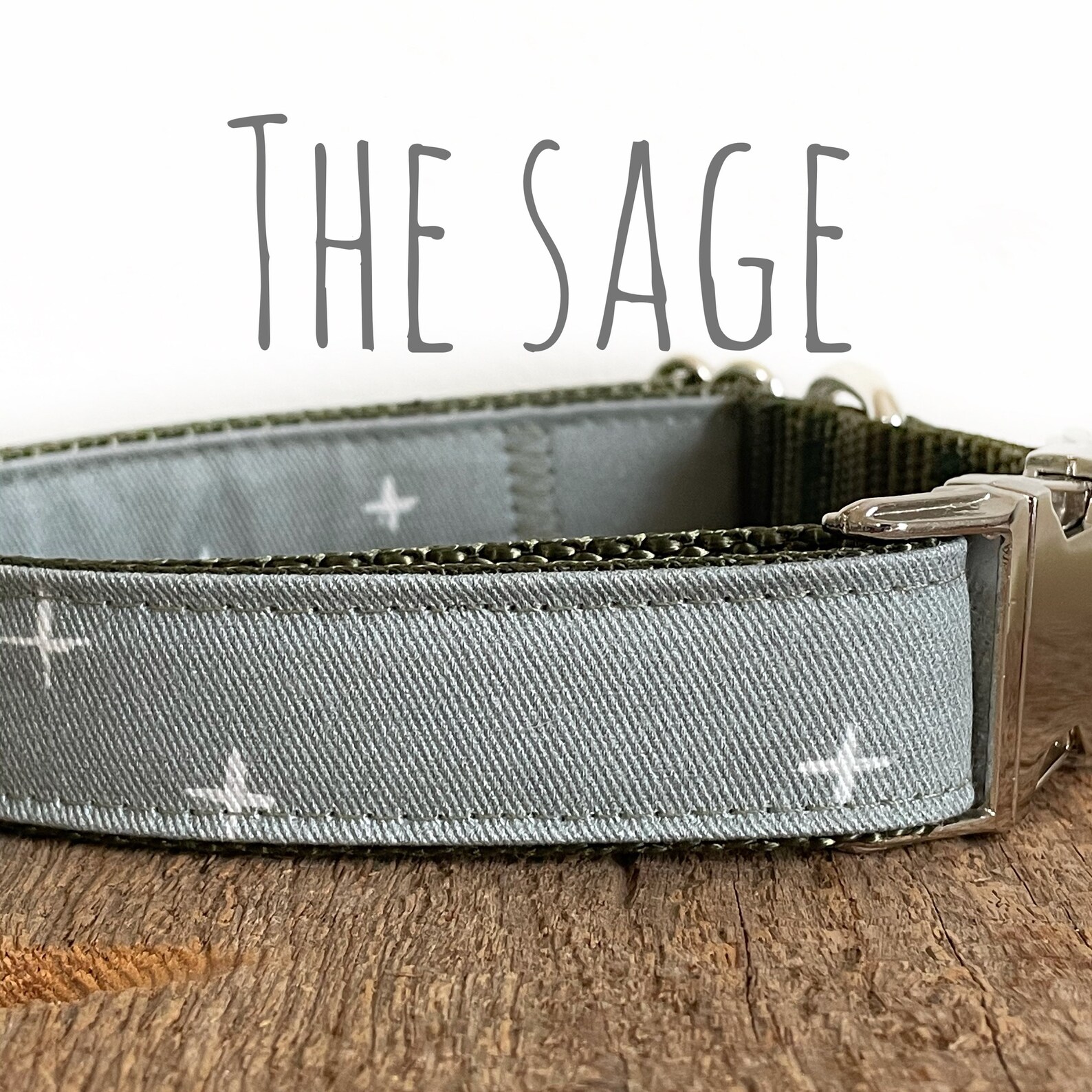 Dog Collar Sage Green Fabric Dog Collar Boho Chic Etsy