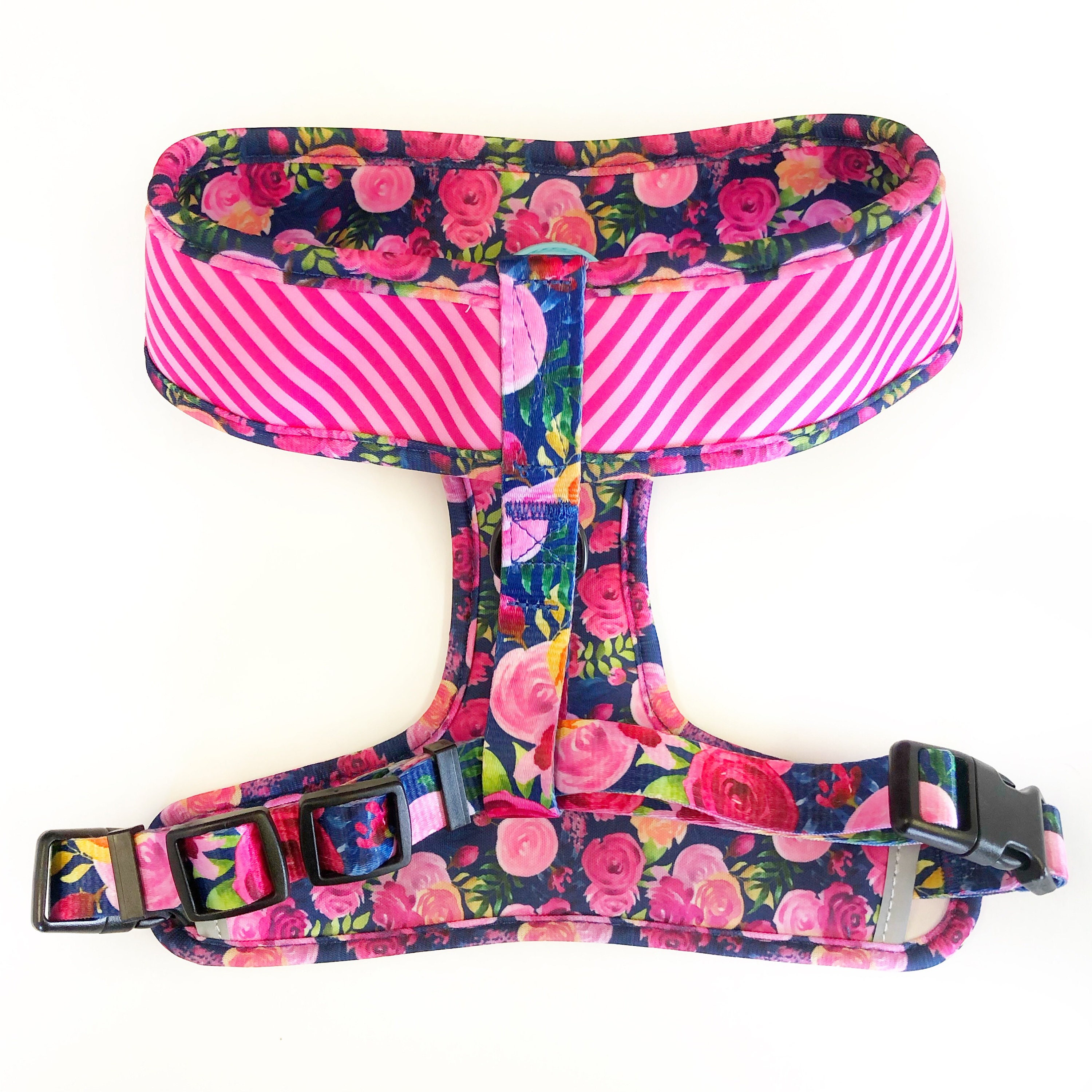 Floral Dog Harness Flowers and Stripes Pink Reversible Etsy UK