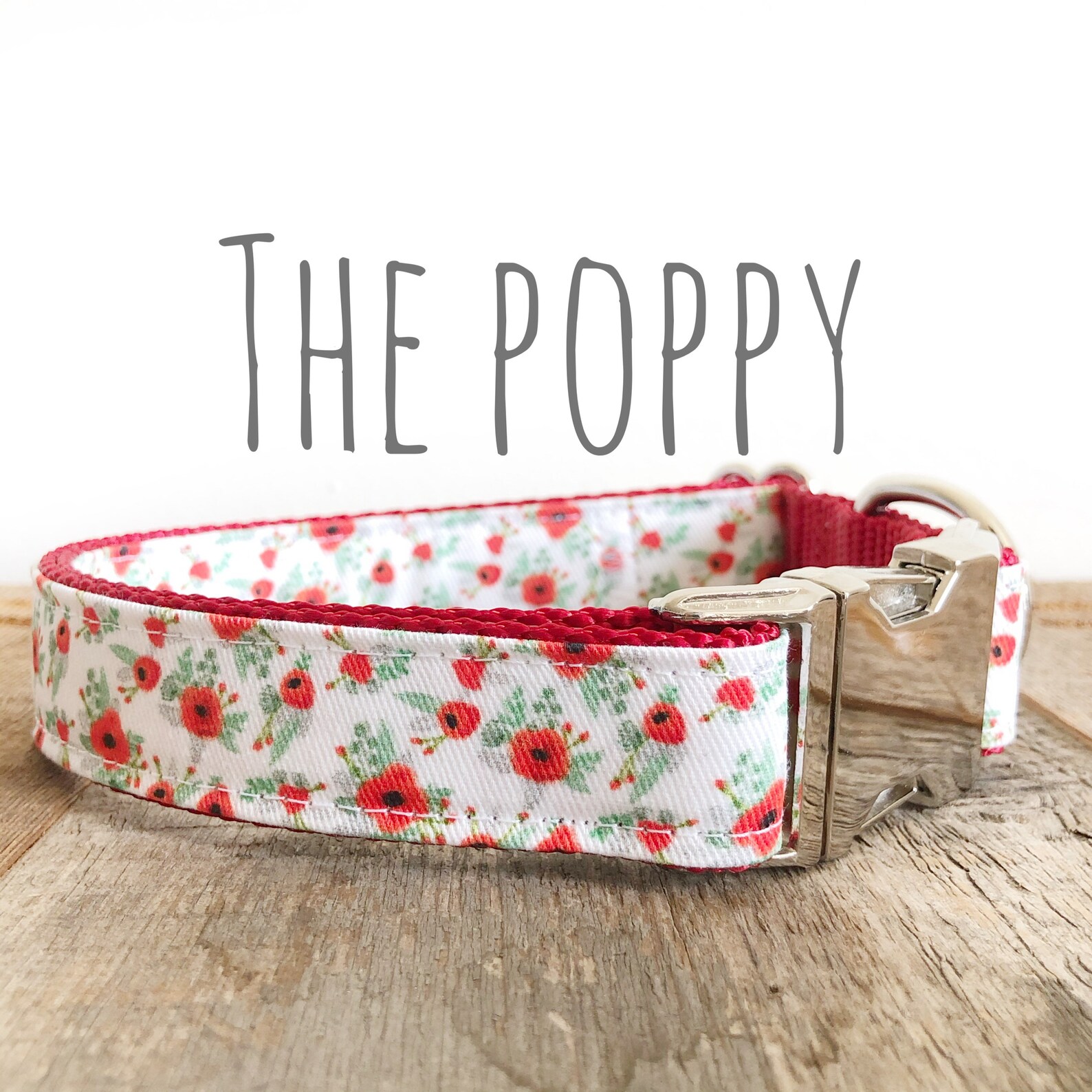 Dog Collar Poppy Dog Collar Poppy Flower Fabric Vibrant Red Etsy