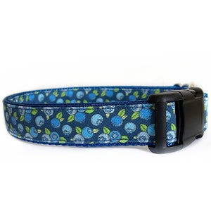 Dog Collar Blueberries, Fruit, Royal Blue Nylon, Outdoor Collar, Maine Blueberries, Fruit Collar image 2