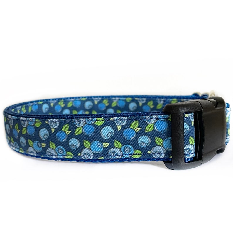 Dog Collar Blueberries, Fruit, Royal Blue Nylon, Outdoor Collar, Maine Blueberries, Fruit Collar image 2