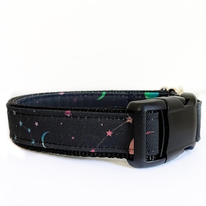 Constellation Dog Collar, Black Nylon, Celestial, Astronomy, Outdoor Sky Collar