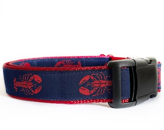 Dog Collar, Lobster Dog Collar, Red Nylon, Red Lobster, Nautical Collar