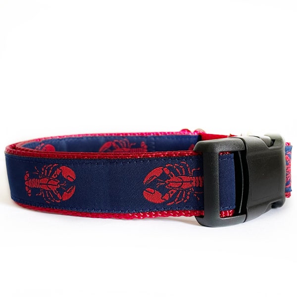 Dog Collar, Lobster Dog Collar, Red Nylon, Red Lobster, Nautical Collar