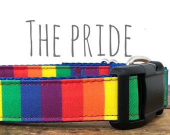Rainbow Pride Dog Collar, Pride Week Dog Collar, Martingale and Personalization Available, Fabric Collars, Bright Pride K9 XS-XL