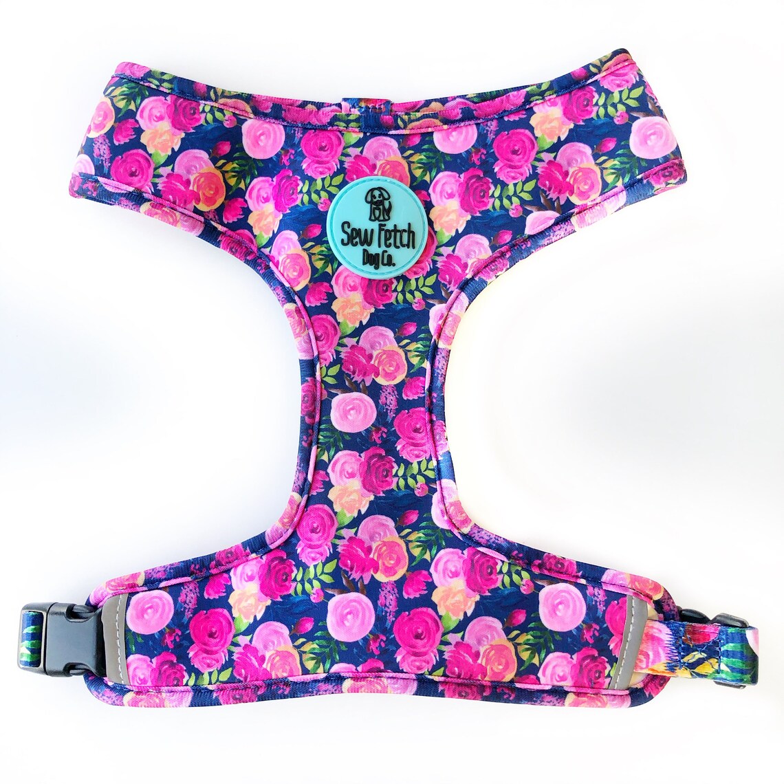 Floral Dog Harness Flowers and Stripes Pink Reversible Etsy UK