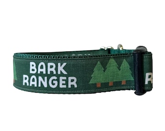 Bark Ranger Dog Collar 1.5” Wide Adventure Pup, Outdoors, Green