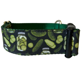 Dog Collar, Pickle collar, Pickles, Green Nylon, Funny collar, Martingale Style