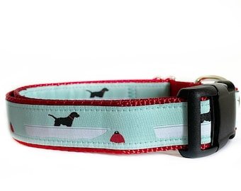 Dog Collar, Maine Lobster Skiff Dog and Buoy Nylon Nautical, Martingale or Buckle, Leashes