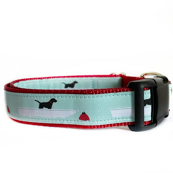 Dog Collar, Maine Lobster Skiff Dog and Buoy Nylon Nautical, Martingale or Buckle, Leashes
