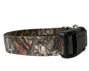 Dog Collar, Camouflage and Brown Nylon, Country Plastic Buckle or Martingale Dog Collar