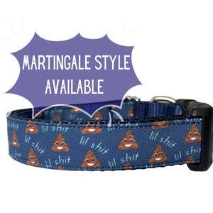 Dog Collar, Poop Collar, Plastic Buckle, Metal Buckle, Martingales, Navy Funny Collar