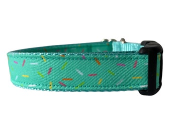 Dog Collar, Sprinkles Dog Collar, aqua Nylon, spring, Preppy Collar, pastel sprinkles ice cream cake collar