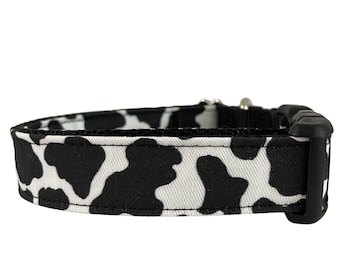 Southwestern Dog Collar, Cow Print, Heifer, Black and White Cow