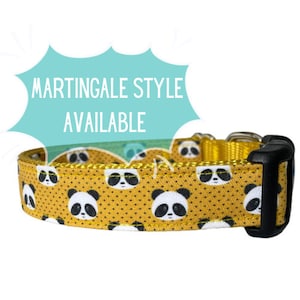 Dog Collar, Panda Fabric Dog Collar, funny collar, Metal buckle, plastic buckle, Martingale available