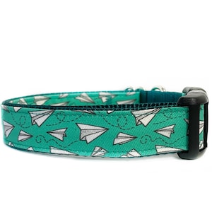 Hundehalsband, Valentinstag, Liebesbrief Papierflieger, Teal Nylon