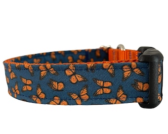 Butterfly Dog Collar, Monarch Butterfly, Burnt Orange Nylon, Butterflies, Outdoor Collar