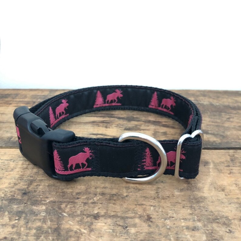 Maine Moose Dog Collar Martingale Available Plastic Buckle Etsy