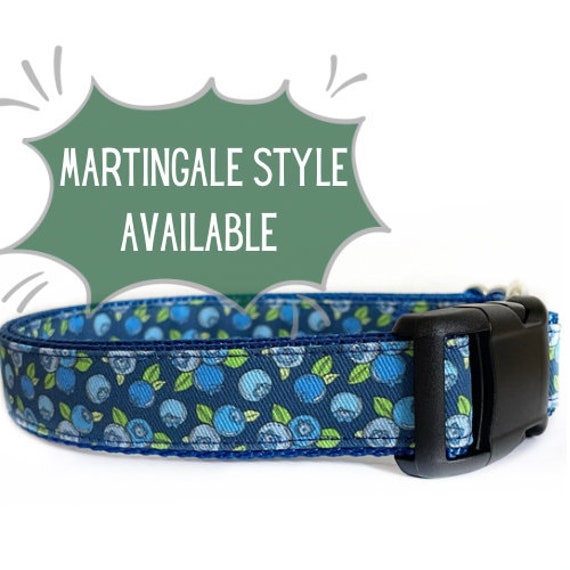Dog Collar Blueberries, Fruit, Royal Blue Nylon, Outdoor Collar, Maine Blueberries, Fruit Collar