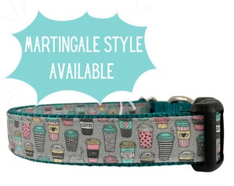 Dog Collar, Coffee Collar, Doggy Latte, Plastic Buckle, Metal Buckle, Martingales, Xs XL Extra Wide