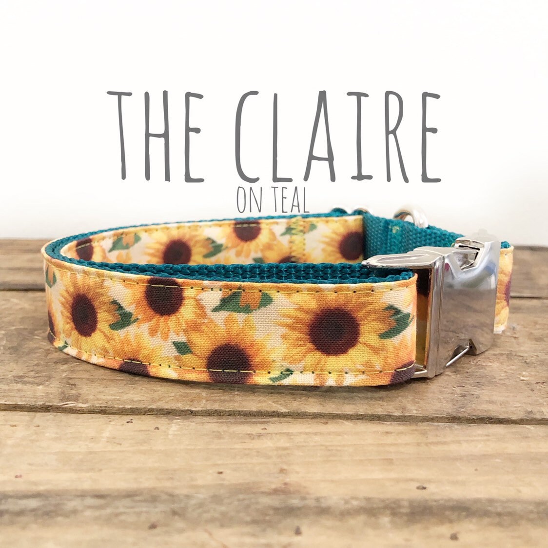 Download Dog Collar, Sunflower Dog Collar, Sunflower Fabric, Vibrant Teal Nylon Dog Collar, Sunflower Dog Collar, Sunflower Fabric, Vibrant Teal Nylon