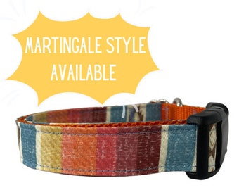 Southwestern Dog Collar, Western Blanket, Orange Nylon, Serape Print, Outdoor Collar, Ranch Collar