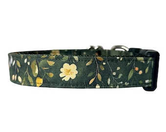 Dog Collar Sage Floral Cottagecore Whimsical Sage Green Collar