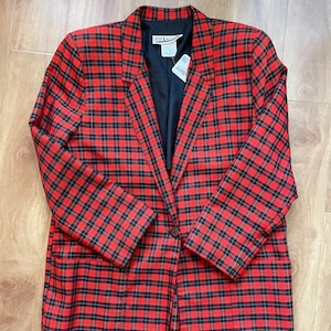 Red & Black Checkered &#39;Variations&#39; Oversized 1990&#39;s Blazer Size Large