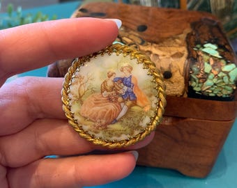 Vintage 'Fragonard' Brautpaar Statement Pin Brosche im viktorianischen Stil