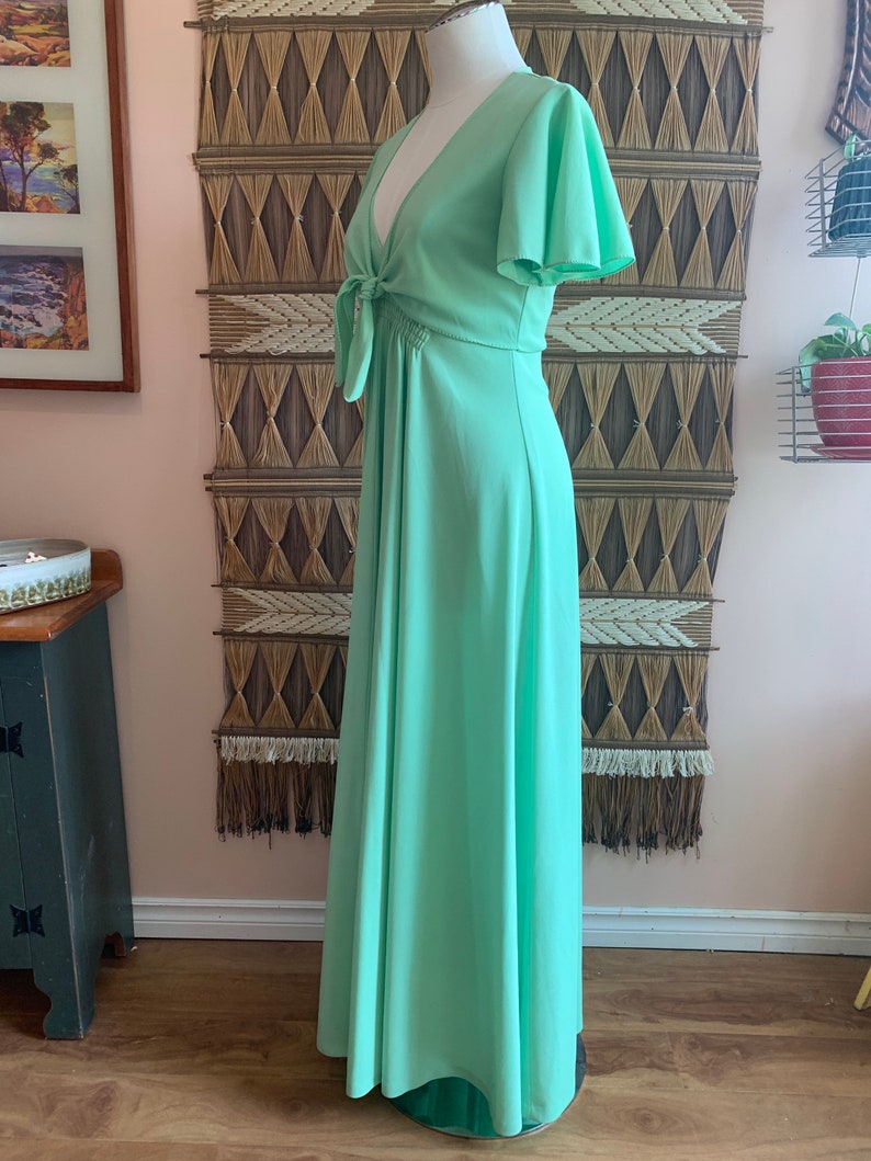 Vintage 1970er 'Algo' Seafoam Grünes Kleid Maxikleid & - Etsy