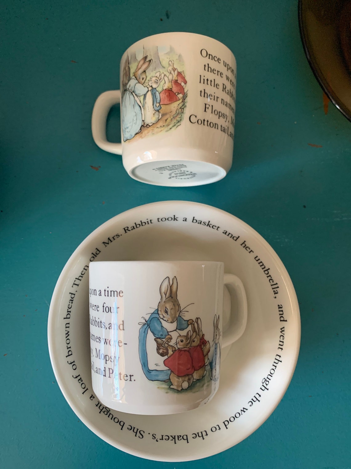 Vintage Collectable Wedgwood Peter Rabbit 3 Piece Set Etsy
