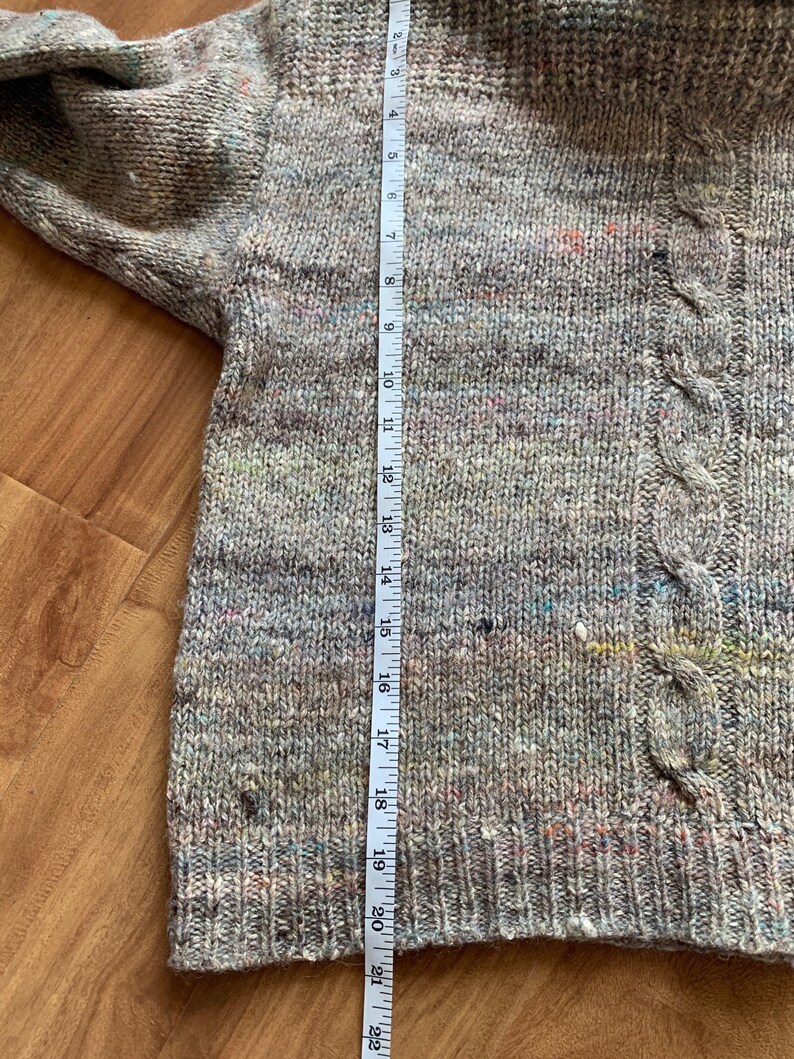 Vintage Cozy Wool Blend Cable Knit Turtleneck Sweater Size M