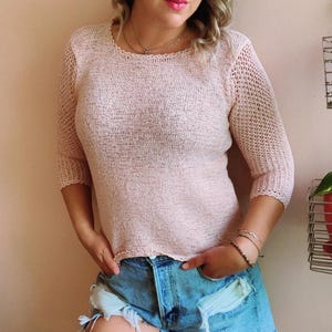 Light Pink Knit Summer Sweater Size Medium